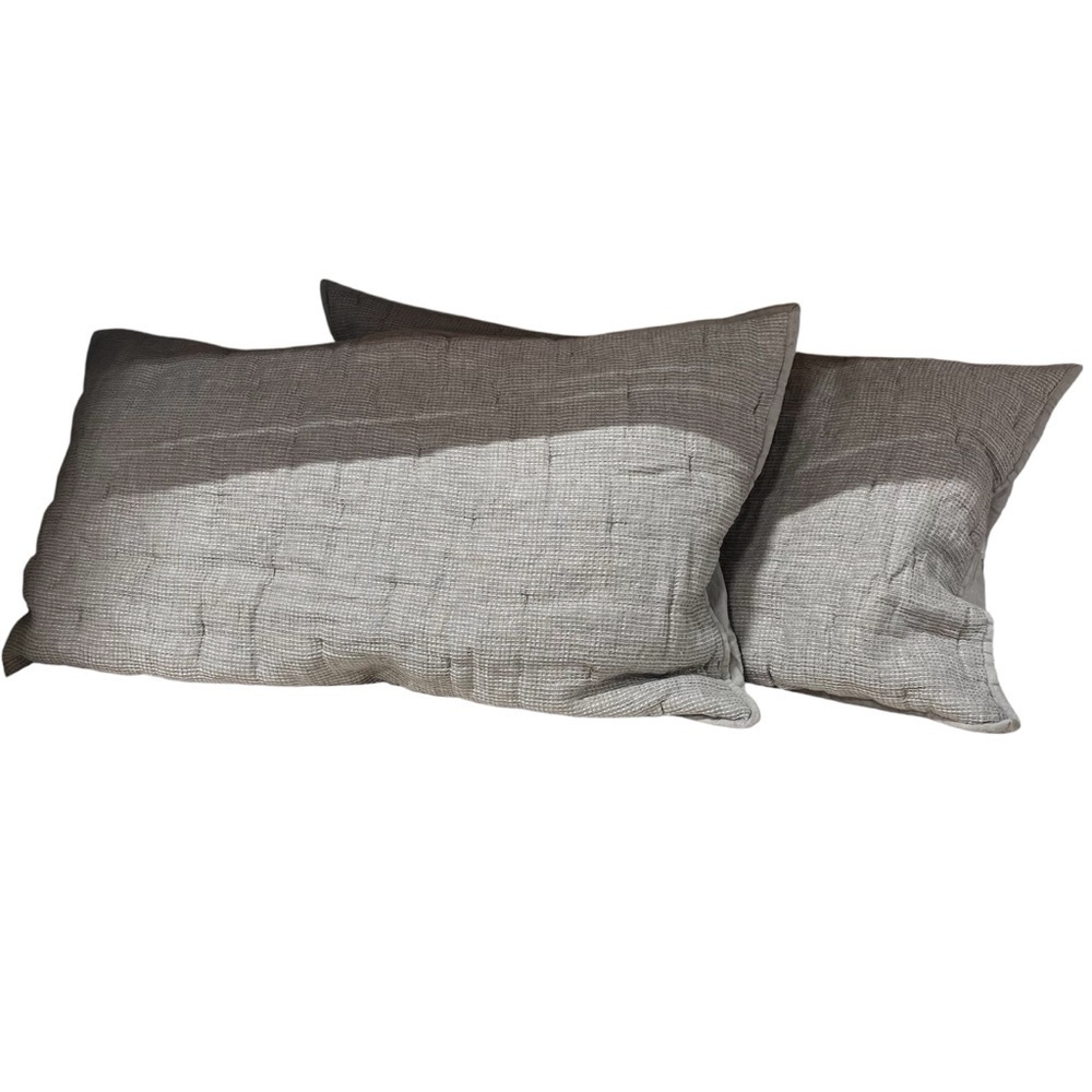 Pottery Barn NEW Set of Two Belgian Flax Linen Waffle Weave Pillow Shams King - Picture 9 of 10